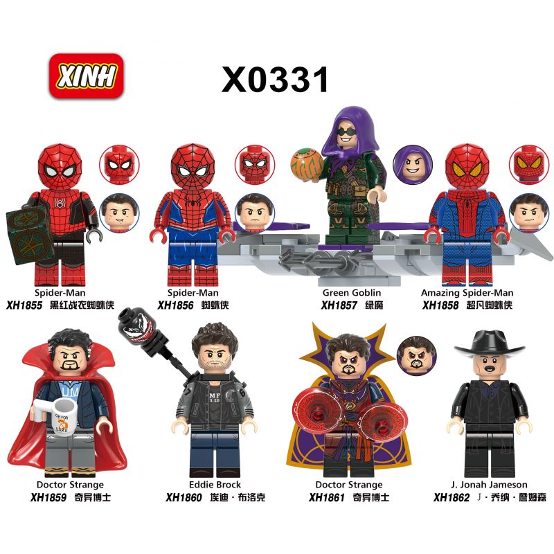 XINH X0331 0331 1855 1856 1857 1858 1859 1860 1861 1862 non Lego NGƯỜI NHỆN 8 NHÂN VẬT NHỎ bộ đồ chơi xếp lắp ráp ghép mô hình Marvel Super Heroes Siêu Anh Hùng Marvel