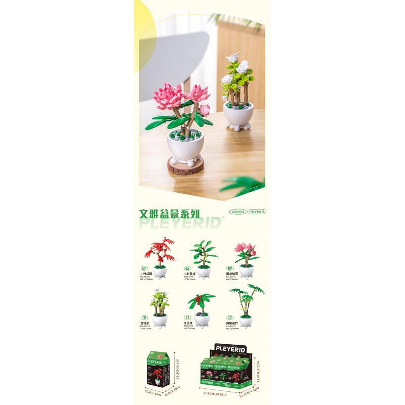 PLEYERID M38-B1075 B1075 1075 M38B1075 38-B1075 non  6 LOẠI BONSAI TAO NHÃ bộ đồ chơi xếp lắp ráp ghép mô hình