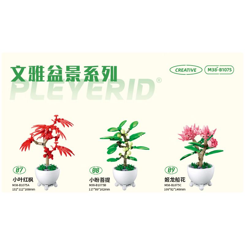 PLEYERID M38-B1075 B1075 1075 M38B1075 38-B1075 non  6 LOẠI BONSAI TAO NHÃ bộ đồ chơi xếp lắp ráp ghép mô hình