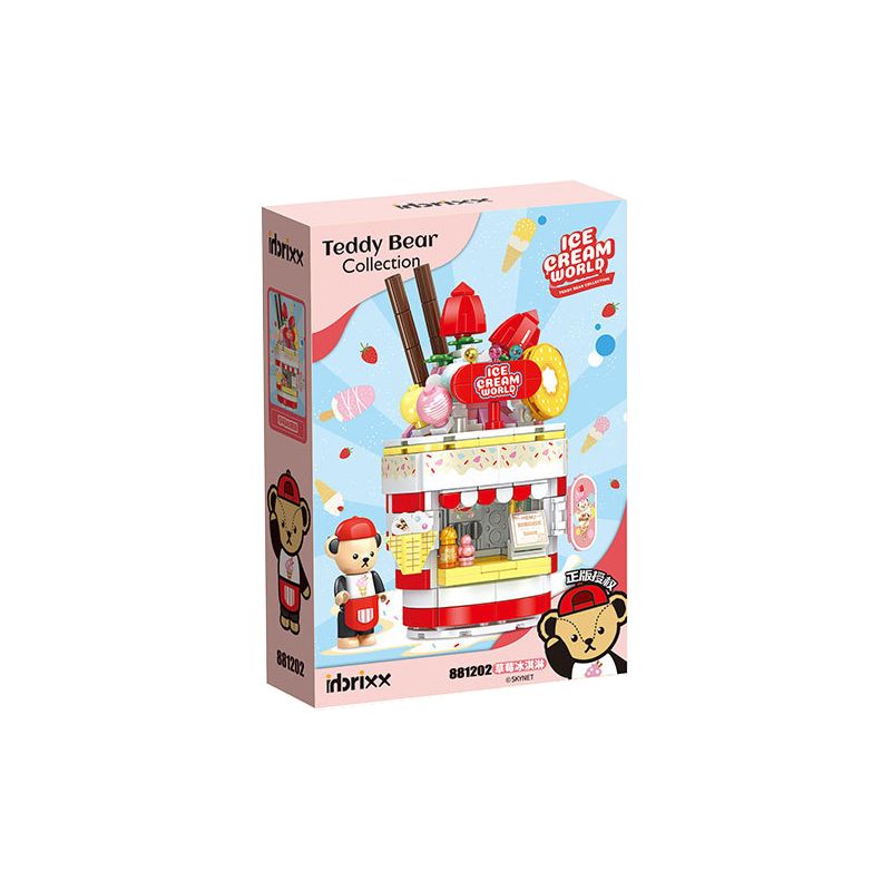 INBRIXX 881202 non  GẤU BÔNG KEM DÂU bộ đồ chơi xếp lắp ráp ghép mô hình TEDDY BEAR ICE CREAM WORLD