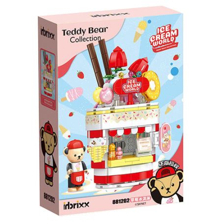 INBRIXX 881202 non  GẤU BÔNG KEM DÂU bộ đồ chơi xếp lắp ráp ghép mô hình TEDDY BEAR ICE CREAM WORLD