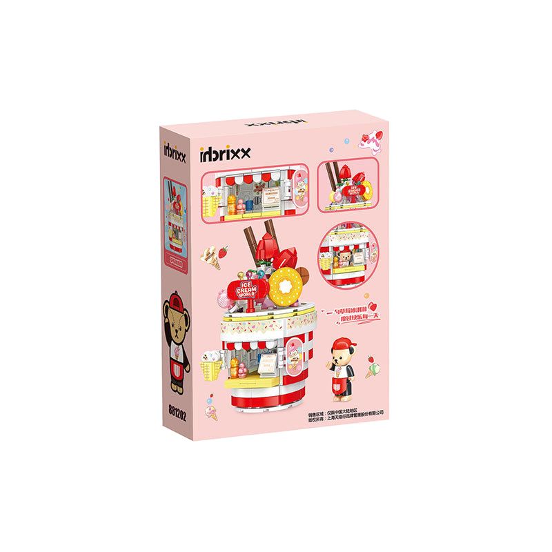 INBRIXX 881202 non  GẤU BÔNG KEM DÂU bộ đồ chơi xếp lắp ráp ghép mô hình TEDDY BEAR ICE CREAM WORLD
