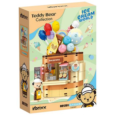 INBRIXX 881201 non  GẤU BÔNG KEM MACRON bộ đồ chơi xếp lắp ráp ghép mô hình TEDDY BEAR ICE CREAM WORLD