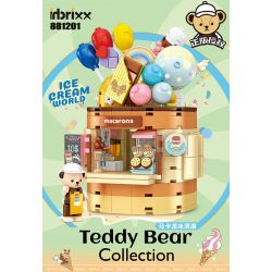INBRIXX 881201 non  GẤU BÔNG KEM MACRON bộ đồ chơi xếp lắp ráp ghép mô hình TEDDY BEAR ICE CREAM WORLD