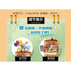 INBRIXX 881201 non  GẤU BÔNG KEM MACRON bộ đồ chơi xếp lắp ráp ghép mô hình TEDDY BEAR ICE CREAM WORLD