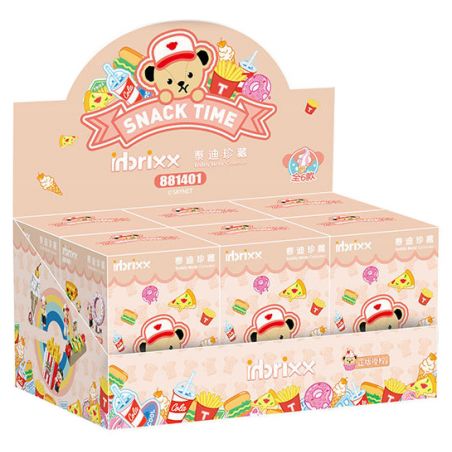 INBRIXX 881401 non  GẤU BÔNG SNACK TIME 6 LOẠI KHOAI TÂY CHIÊN VÀNG XÚC XÍCH MÙ TẠT NÓN ANH ĐÀO PIZZA PHÔ MAI BÁNH DONUT DÂU SODA ĐÁ LẠNH bộ đồ chơi xếp lắp ráp ghép mô hình TEDDY BEAR SNACK TIME