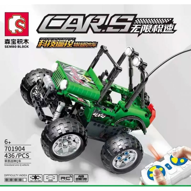 SEMBO 701904 non  ĐỒNG CỎ THẦN CHIẾN TRANH Q CÔNG NGHỆ ĐIỀU KHIỂN TỪ XA ĐÓNG THẾ bộ đồ chơi xếp lắp ráp ghép mô hình  CARS GRASSLAND ARES Q Kỹ Thuật Công Nghệ Cao Mô Hình Phương Tiện 436 khối