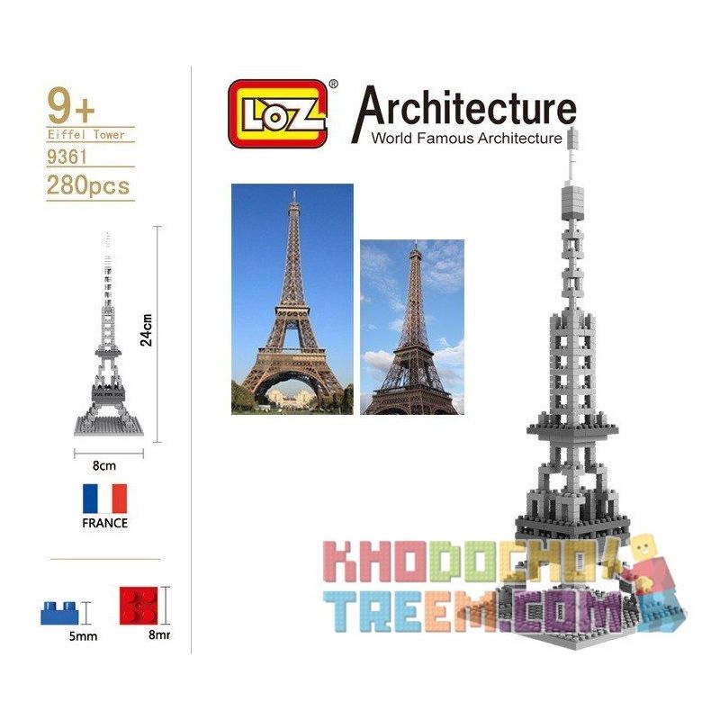 LOZ 9361 Xếp hình kiểu Nanoblock ARCHITECTURE The Eiffel Tower Tháp Eiffel 321 khối LOZ 9361 Xếp hình kiểu Nanoblock ARCHITECTURE The Eiffel Tower Tháp Eiffel 321 khối