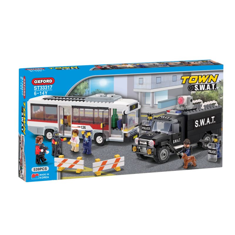OXFORD ST33317 33317 non Lego XE BUÝT SWAT CHỐNG KHỦNG BỐ bộ đồ chơi xếp lắp ráp ghép mô hình City 스와트 버스테러진압 Thành Phố 539 khối