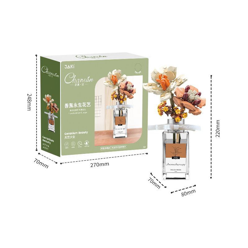 JAKI JK2501 2501 non  NGHỆ THUẬT HƯƠNG HOA VĨNH CỬU CÔ GÁI TIANZHU bộ đồ chơi xếp lắp ráp ghép mô hình Flowers