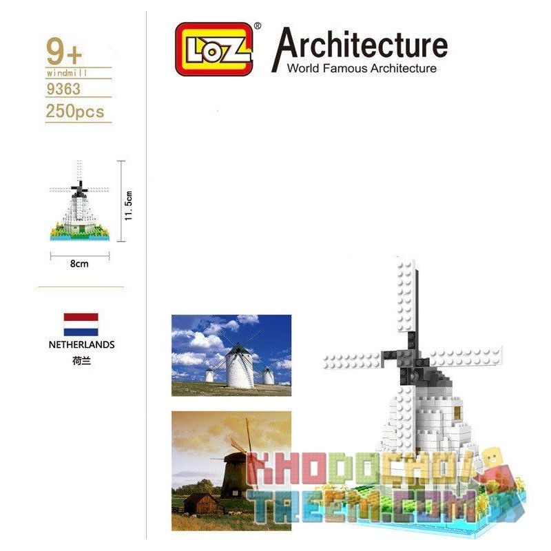 LOZ 9363 Xếp hình kiểu Nanoblock ARCHITECTURE Windmill Cối Xay Gió 250 khối