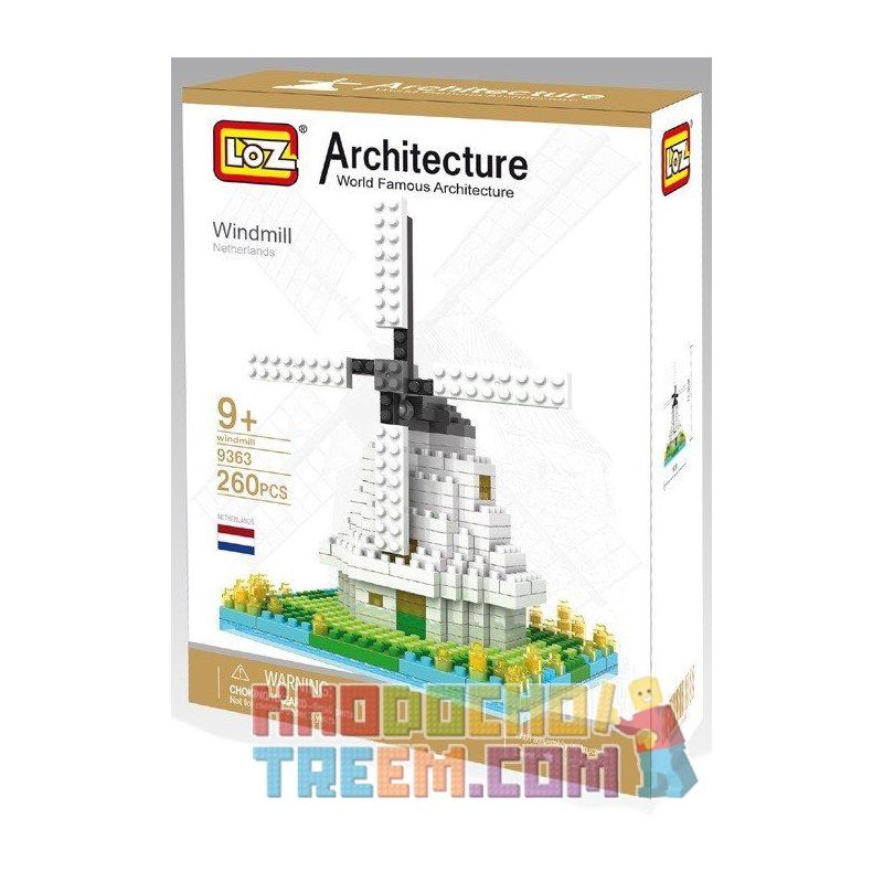 LOZ 9363 Xếp hình kiểu Nanoblock ARCHITECTURE Windmill Cối Xay Gió 250 khối