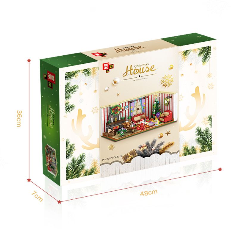 ZHEGAO QL1013 1013 non  VUI VẺ XÂY DỰNG NGÔI NHÀ GIÁNG SINH bộ đồ chơi xếp lắp ráp ghép mô hình Christmas MERRY CHRISTMAS 1208 khối