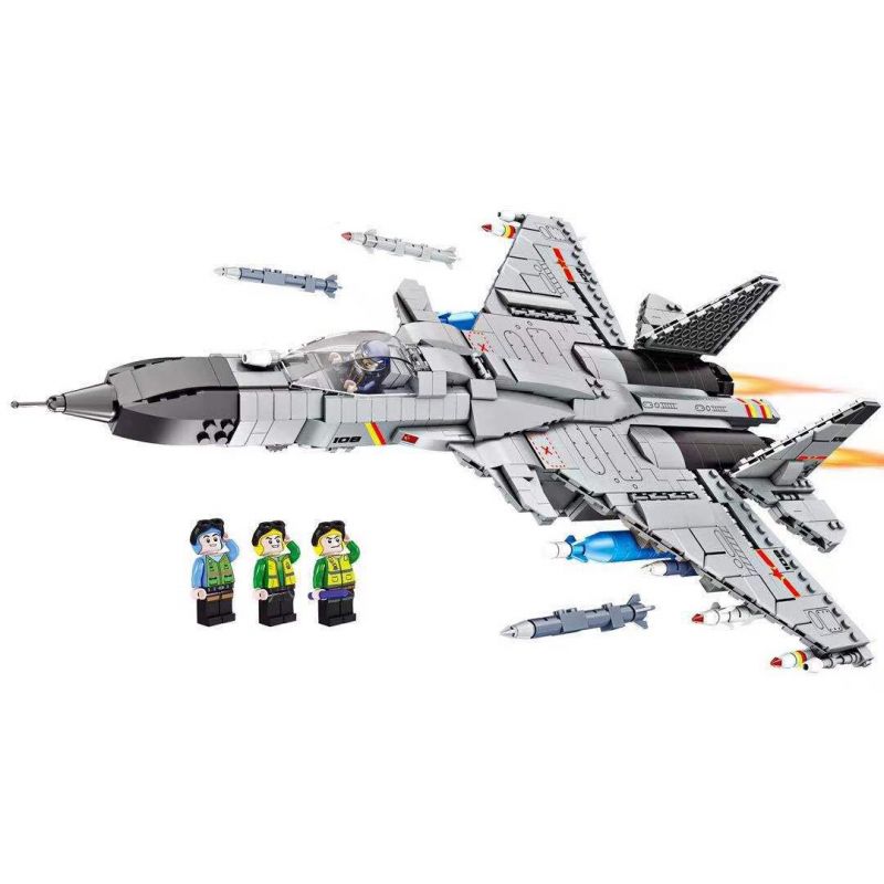 FORANGE FC6106 6106 non Lego MÁY BAY CHIẾN ĐẤU J-15 bộ đồ chơi xếp lắp ráp ghép mô hình Military Army J-15 FIGHTER Quân Sự Bộ Đội 1293 khối