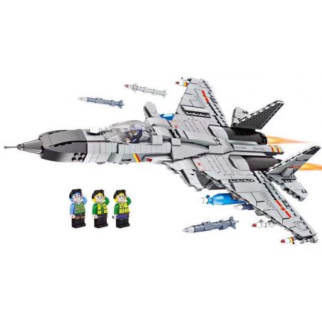 FORANGE FC6106 6106 non  MÁY BAY CHIẾN ĐẤU J-15 bộ đồ chơi xếp lắp ráp ghép mô hình Military Army J-15 FIGHTER Quân Sự Bộ Đội 1293 khối