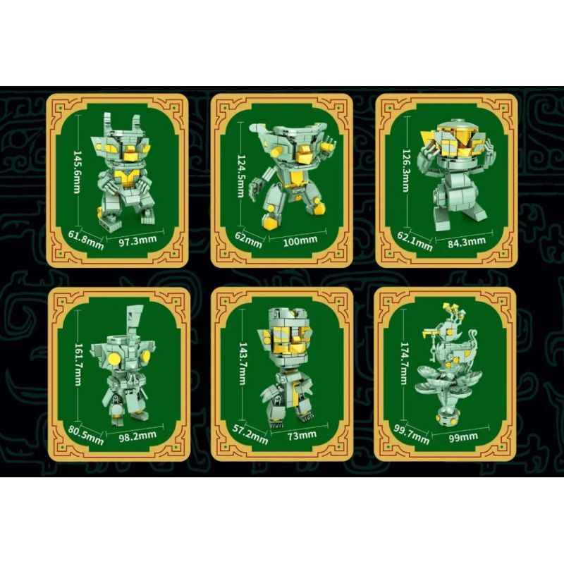 SEMBO 601167 non  SHU MAN AND GOD BLIND BOX CỔ ĐẠI 6 LOẠI bộ đồ chơi xếp lắp ráp ghép mô hình