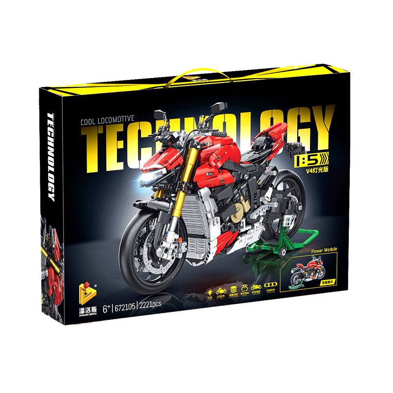 PanlosBrick 672105 Panlos Brick 672105 non  XE MÁY DUCATI V4 tỷ lệ 1:5 bộ đồ chơi xếp lắp ráp ghép mô hình  SUPERLEGGERA V4 Kỹ Thuật Công Nghệ Cao Mô Hình Phương Tiện 2221 khối