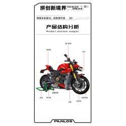 PanlosBrick 672105 Panlos Brick 672105 non  XE MÁY DUCATI V4 tỷ lệ 1:5 bộ đồ chơi xếp lắp ráp ghép mô hình  SUPERLEGGERA V4 Kỹ Thuật Công Nghệ Cao Mô Hình Phương Tiện 2221 khối
