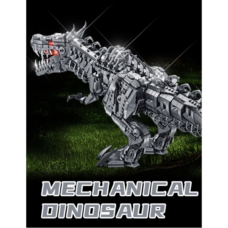 PanlosBrick 611016 Panlos Brick 611016 non  KHỦNG LONG CƠ TYRANNOSAURUS THÉP bộ đồ chơi xếp lắp ráp ghép mô hình Dino MECHANICAL DINOSAUR 2065 khối