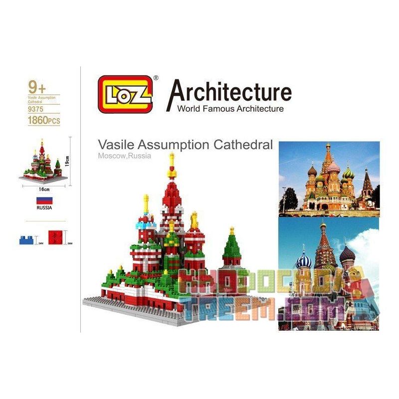 LOZ 9375 Xếp hình kiểu Nanoblock ARCHITECTURE Vasily Cathedral Nhà Thờ Vasily 1870 khối