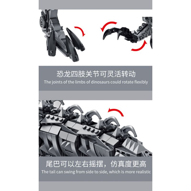 PanlosBrick 611016 Panlos Brick 611016 non  KHỦNG LONG CƠ TYRANNOSAURUS THÉP bộ đồ chơi xếp lắp ráp ghép mô hình Dino MECHANICAL DINOSAUR 2065 khối