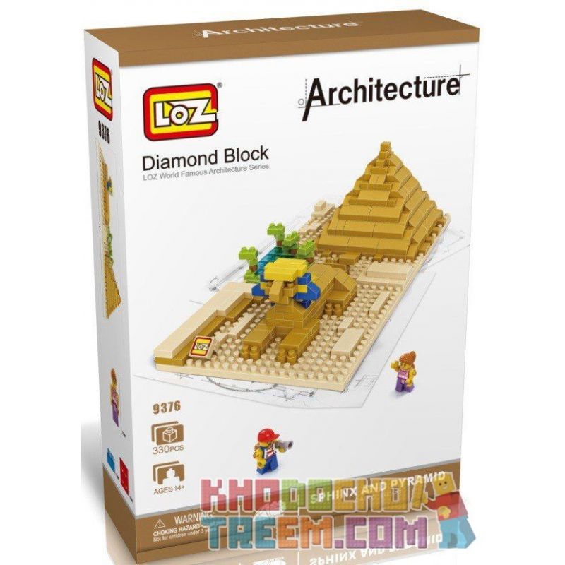 LOZ 9376 Xếp hình kiểu Nanoblock ARCHITECTURE Sphinx Pyramid Kim Tự Tháp Nhân Sư 330 khối