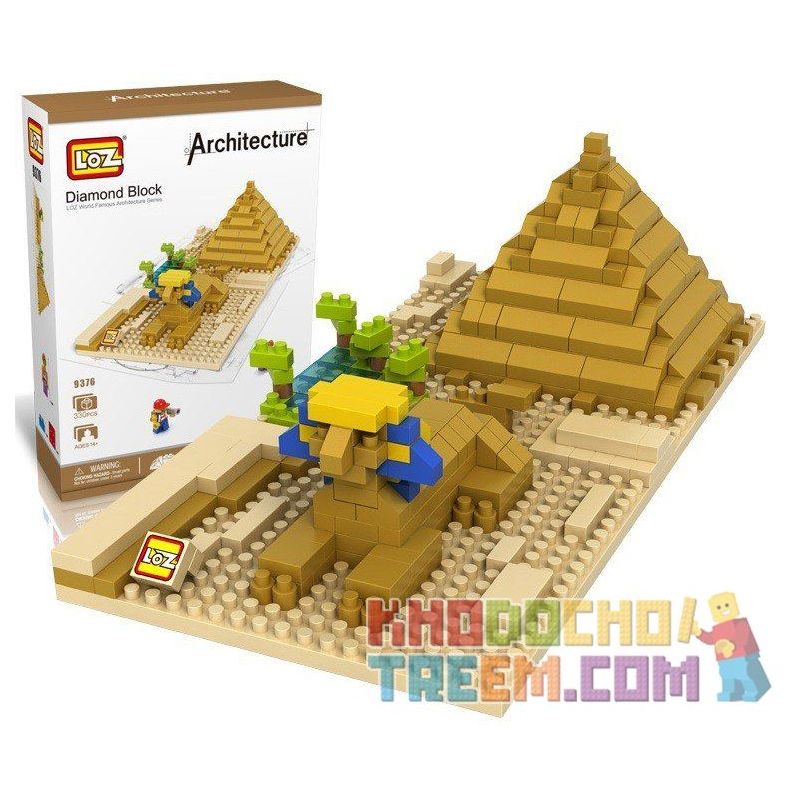 LOZ 9376 Xếp hình kiểu Nanoblock ARCHITECTURE Sphinx Pyramid Kim Tự Tháp Nhân Sư 330 khối