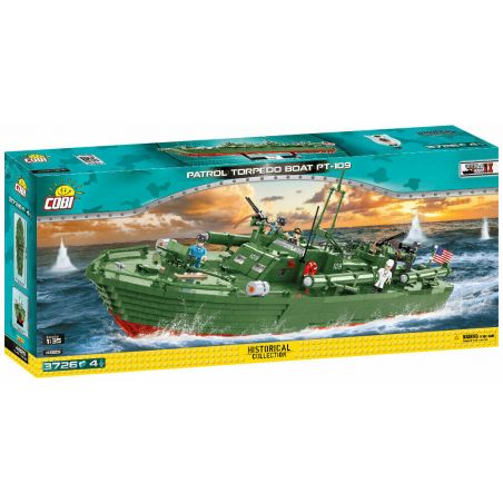 COBI CHARACTER BUILDING 4825 non  TÀU PHÓNG NGƯ LÔI TUẦN TRA THẾ CHIẾN II PT-109 1:35 tỷ lệ 1:35 bộ đồ chơi xếp lắp ráp ghép mô hình Military Army Quân Sự Bộ Đội 3726 khối
