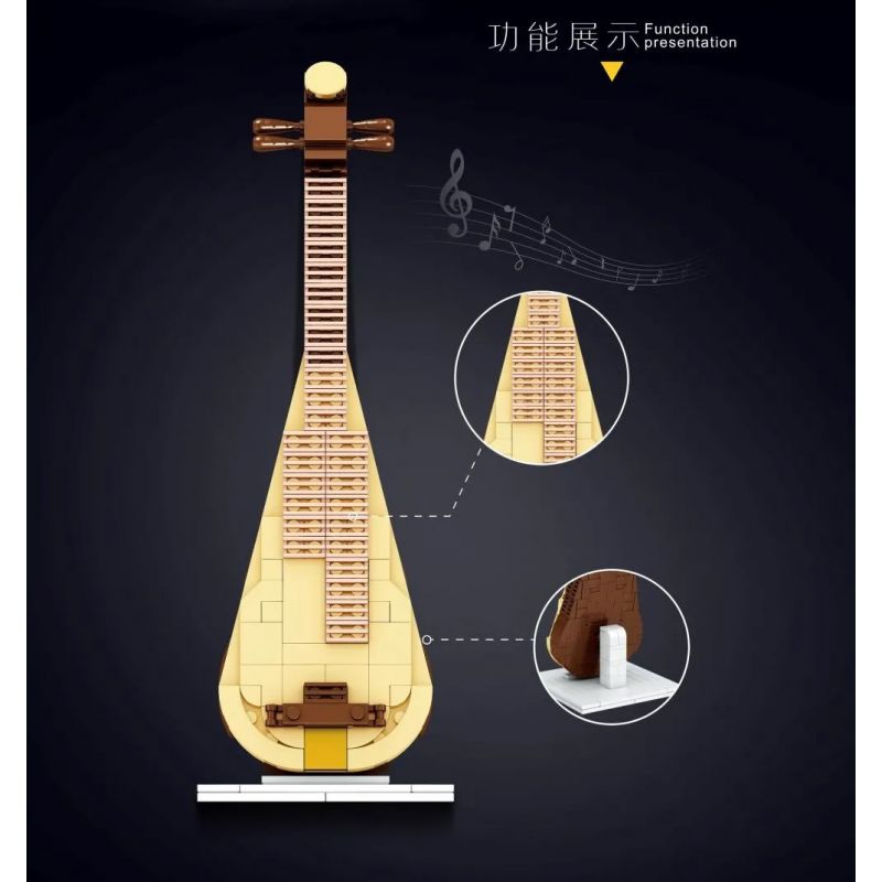 LIN07 00946 non  LUTE. bộ đồ chơi xếp lắp ráp ghép mô hình MUSICAL INSTRUMENT LUTE 297 khối