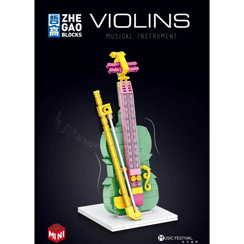 LIN07 00944 non  ĐÀN VI Ô LÔNG bộ đồ chơi xếp lắp ráp ghép mô hình MUSICAL INSTRUMENT VIOLINS 284 khối