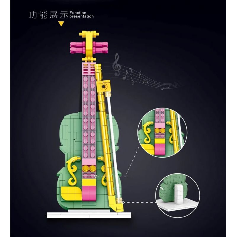 LIN07 00944 non  ĐÀN VI Ô LÔNG bộ đồ chơi xếp lắp ráp ghép mô hình MUSICAL INSTRUMENT VIOLINS 284 khối