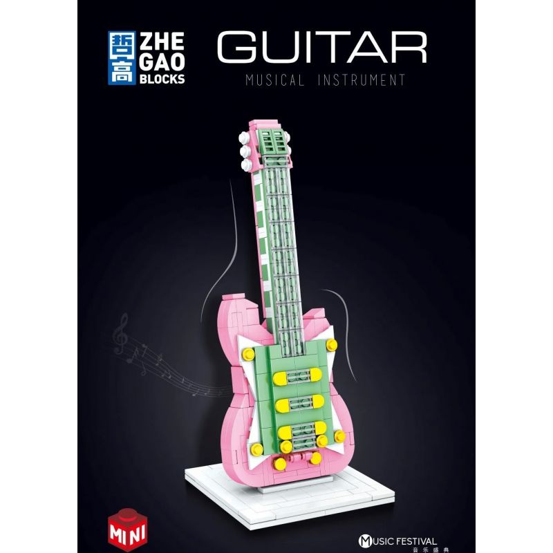 LIN07 00942 non  ĐÀN GHI TA bộ đồ chơi xếp lắp ráp ghép mô hình MUSICAL INSTRUMENT GUITAR 286 khối