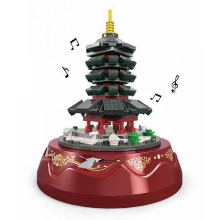 WOMA C0368 0368 non  HỘP NHẠC CHÙA LÔI PHONG bộ đồ chơi xếp lắp ráp ghép mô hình Creator MUSIC BOX Sáng Tạo 211 khối