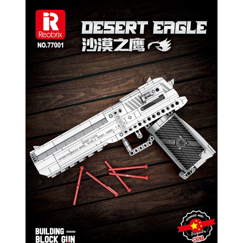 REOBRIX 77001 non  SA MẠC ĐẠI BÀNG. bộ đồ chơi xếp lắp ráp ghép mô hình Gun DESERT EAGLE Súng 408 khối