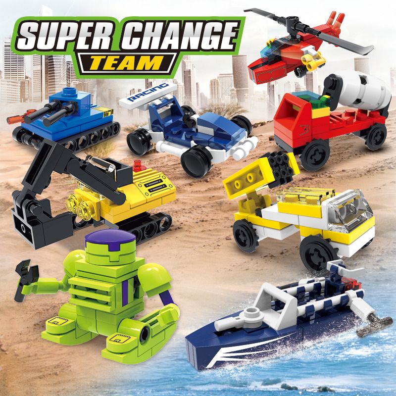 XINGBAO XB-58002 58002 XB58002 non  XE 8 MẪU bộ đồ chơi xếp lắp ráp ghép mô hình Creator SUPER CHANGE TEAM Sáng Tạo