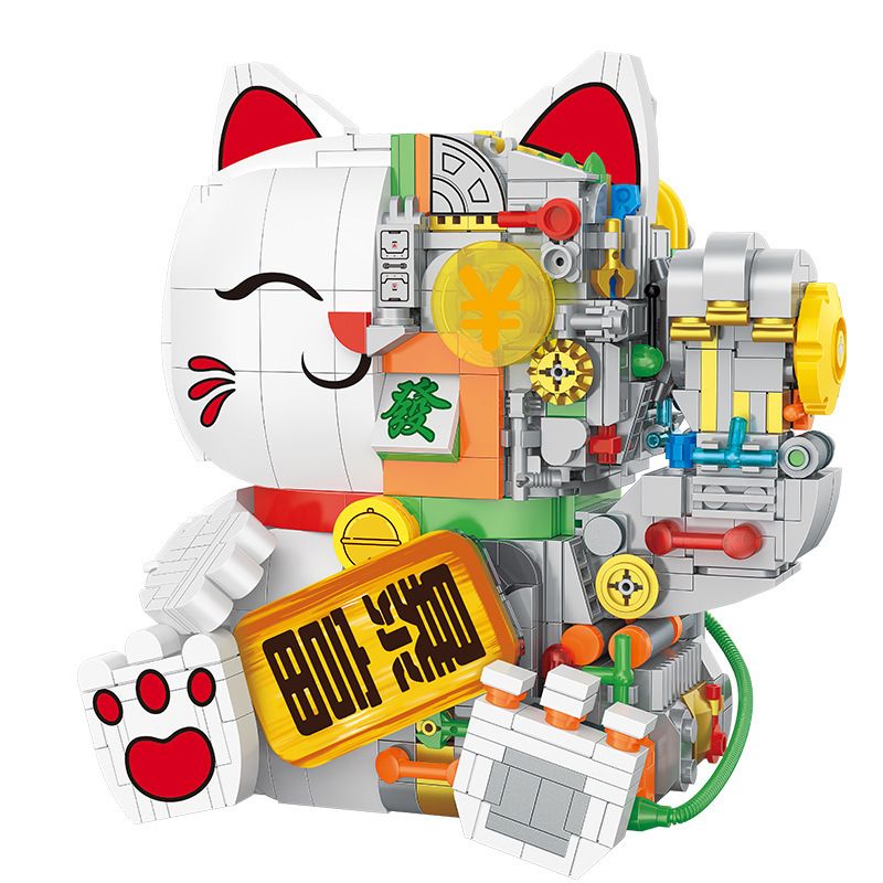 NATSU 200619 non Lego MÈO MAY MẮN NỬA MECHA bộ đồ chơi xếp lắp ráp ghép mô hình LUCKY CAT SEMI-MECH 1068 khối