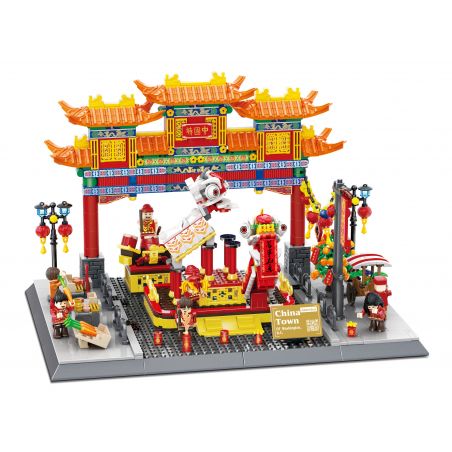WANGE 5234 non  KHU PHỐ TÀU. bộ đồ chơi xếp lắp ráp ghép mô hình Chinatown 1245 khối