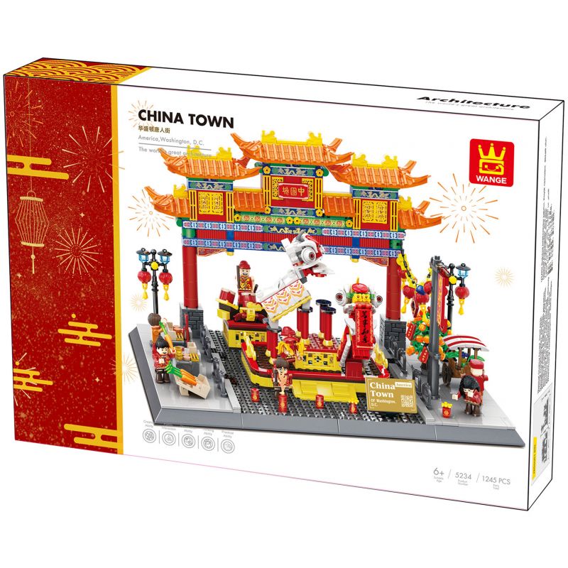 WANGE 5234 non  KHU PHỐ TÀU. bộ đồ chơi xếp lắp ráp ghép mô hình Chinatown 1245 khối
