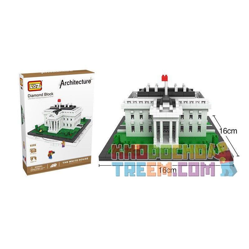 LOZ 9386 Xếp hình kiểu Nanoblock ARCHITECTURE White House Nhà Trắng 1170 khối LOZ 9386 Xếp hình kiểu Nanoblock ARCHITECTURE White House Nhà Trắng 1170 khối