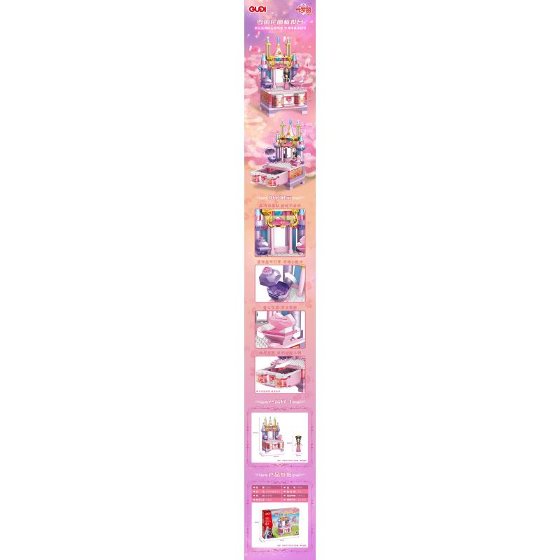 GUDI 9035 non  BÀN TRANG ĐIỂM BUD LUO LIHUA bộ đồ chơi xếp lắp ráp ghép mô hình 222 khối