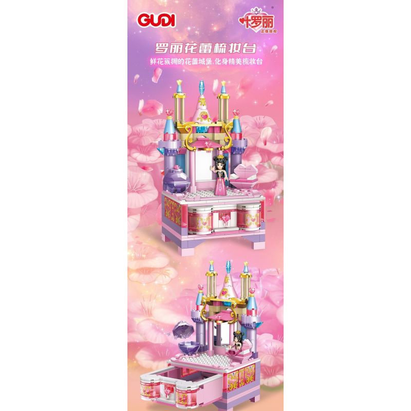 GUDI 9035 non  BÀN TRANG ĐIỂM BUD LUO LIHUA bộ đồ chơi xếp lắp ráp ghép mô hình 222 khối