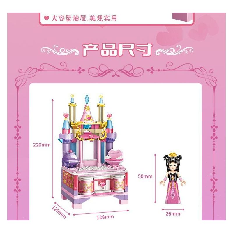 GUDI 9035 non  BÀN TRANG ĐIỂM BUD LUO LIHUA bộ đồ chơi xếp lắp ráp ghép mô hình 222 khối