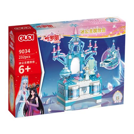 GUDI 9034 non  BÀN TRANG ĐIỂM ICE PRINCESS bộ đồ chơi xếp lắp ráp ghép mô hình 232 khối