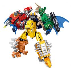 B BRAND QL0209 0209 non  KHỦNG LONG MECH 6 TRONG 1 bộ đồ chơi xếp lắp ráp ghép mô hình Dino DINOSAUR MECHA 670 khối