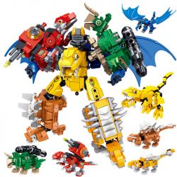 B BRAND QL0209 0209 non  KHỦNG LONG MECH 6 TRONG 1 bộ đồ chơi xếp lắp ráp ghép mô hình Dino DINOSAUR MECHA 670 khối