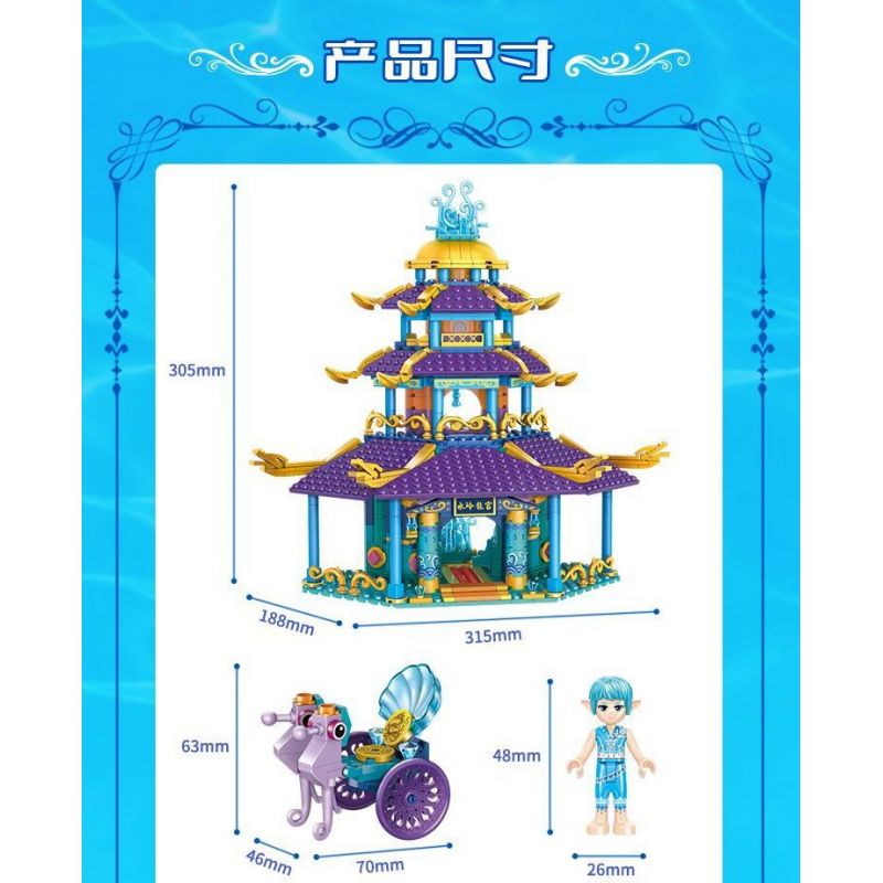 GUDI 9032 non  CUNG ĐIỆN LINGLONG bộ đồ chơi xếp lắp ráp ghép mô hình 683 khối