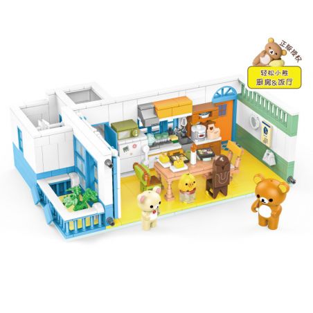INBRIXX 890302 non  PHÒNG ĂN NHÀ BẾP RILAKKUMA bộ đồ chơi xếp lắp ráp ghép mô hình