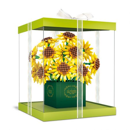 SEMBO 601223 non  HỘP QUÀ HOA HƯỚNG DƯƠNG bộ đồ chơi xếp lắp ráp ghép mô hình Flowers 1848 khối