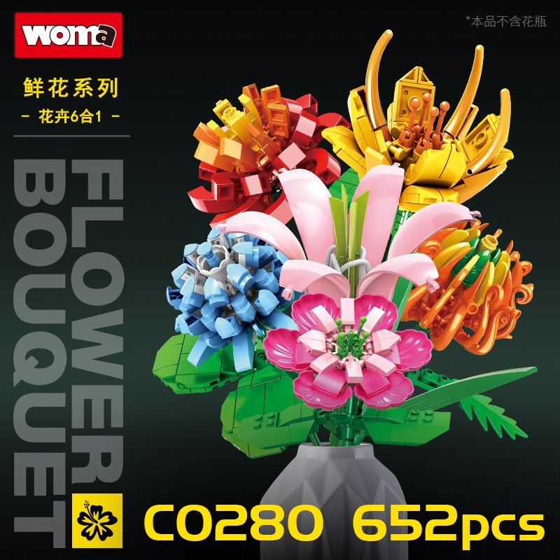 WOMA C0280 0280 non 6 LOẠI HOA bộ đồ chơi xếp lắp ráp ghép mô hình City FLOWER BOUQUET Thành Phố 652 khối WOMA C0280 0280 non 6 LOẠI HOA bộ đồ chơi xếp lắp ráp ghép mô hình City FLOWER BOUQUET Thành Phố 652 khối