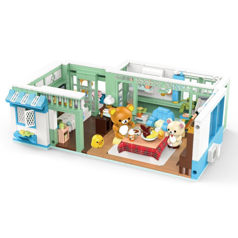 INBRIXX 890301 non Lego PHÒNG KHÁCH VÀ NGỦ RILAKKUMA bộ đồ chơi xếp lắp ráp ghép mô hình